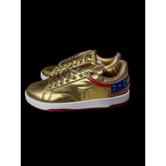 Trump Sneakers Men's Gold Patriotic Sneakers Size 7 - Picture 3 of 16